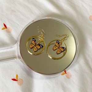 brown butterfly charm earrings | gold